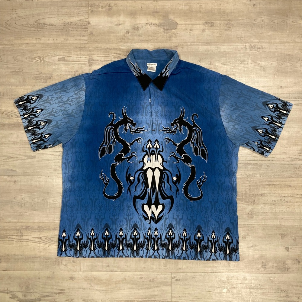 No Boundaries Y2K Blue Button Down - Size XL
